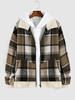 ZAFUL Veste Motif à Carreaux à Ourlet en Fausse Fourrure Xxl Café