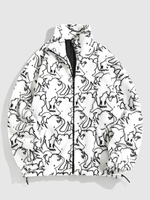ZAFUL Veste Motif de Dessin Animé en Fausse Laine Xl Blanc