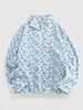 ZAFUL Veste Motif de Léopard en Fausse Laine Xxl Bleu clair