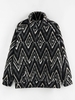 ZAFUL Veste Motif de Zigzag Zippée à 1 / 4 Zip L Noir