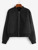 ZAFUL Veste Simple Zippée à Ourlet Côtelé S Noir