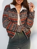 ZAFUL Veste Tribale Imprimée à Doublure en Fausse Fourrure Xl Marron foncé