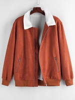 ZAFUL Veste Zippée à Doublure en Fausse Laine Xl Orange foncé
