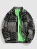 ZAFUL Veste Zippée Vintage Jointive Motif en Fausse Laine Xxl Noir