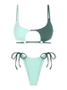 ZAFUL ZAFUL Ensemble de Bikini Côtelé Découpé Bicolore à Cordon Taille unique Vert