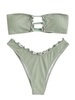 ZAFUL ZAFUL Ensemble de Bikini Découpé à Ourlet en Laitue à Paillettes Taille unique Vert clair