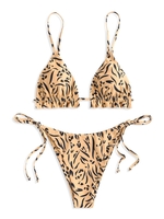 ZAFUL ZAFUL Maillot de Bain Bikini à Imprimé Animal Noué à Côté à Cordon S Café lumière