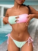 ZAFUL ZAFUL Maillot de Bain Bikini Bandeau Découpé Bicolore Anneau en O Taille unique Vert clair