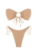 ZAFUL ZAFUL Maillot de Bain Bikini Bandeau Texturé Noué à Côté Taille unique Café lumière