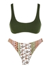 ZAFUL ZAFUL Maillot de Bain Bikini Bohème Côtelé à Imprimé Ethnique S Vert