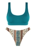 ZAFUL ZAFUL Maillot de Bain Bikini Bohème Côtelé à Imprimé Ethnique S Vert profond