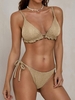 ZAFUL ZAFUL Maillot de Bain Bikini Brillant Métallisé Noué à Côté à Volants S Café lumière