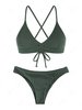 ZAFUL ZAFUL Maillot de Bain Bikini Cheeky Texturé à Lacets S Vert profond