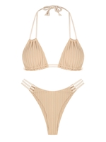 ZAFUL ZAFUL Maillot de Bain Bikini Côtelé à Col Halter S Café lumière