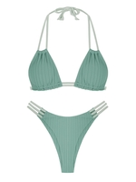 ZAFUL ZAFUL Maillot de Bain Bikini Côtelé à Col Halter S Vert