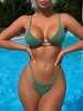 ZAFUL ZAFUL Maillot de Bain Bikini Côtelé Anneau en O à Coupe Haute S Vert clair