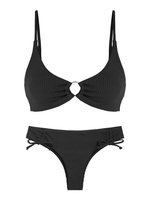 ZAFUL ZAFUL Maillot de Bain Bikini Côtelé Anneau en O à Volants S Noir