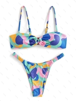 ZAFUL ZAFUL Maillot de Bain Bikini Côtelé Bague en O en Blocs de Couleurs S Multi a