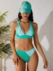 ZAFUL ZAFUL Maillot de Bain Bikini Côtelé Bicolore à Col Halter S Vert