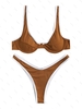 ZAFUL ZAFUL Maillot de Bain Bikini Côtelé Contrasté à Armature S Café