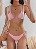 ZAFUL ZAFUL Maillot de Bain Bikini Côtelé en Blocs de Couleurs à Volants S Rose clair