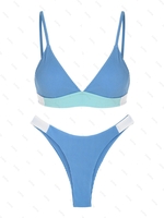 ZAFUL ZAFUL Maillot de Bain Bikini Côtelé en Blocs de Couleurs S Bleu