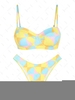 ZAFUL ZAFUL Maillot de Bain Bikini Côtelé Géométrique en Blocs de Couleurs à Coupe Haute à Armature Taille unique Jaune