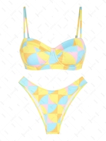ZAFUL ZAFUL Maillot de Bain Bikini Côtelé Géométrique en Blocs de Couleurs à Coupe Haute à Armature Taille unique Jaune