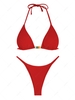 ZAFUL ZAFUL Maillot de Bain Bikini Côtelé Perlé à Cordon S Rouge