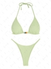 ZAFUL ZAFUL Maillot de Bain Bikini Côtelé Perlé à Cordon S Vert