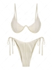 ZAFUL ZAFUL Maillot de Bain Bikini Côtelé Plissé Noué à Côté à Armature Unique S Café lumière