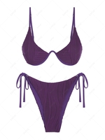 ZAFUL ZAFUL Maillot de Bain Bikini Côtelé Plissé Noué à Côté à Armature Unique S Concorde