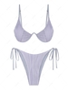 ZAFUL ZAFUL Maillot de Bain Bikini Côtelé Plissé Noué à Côté à Armature Unique S Pourpre