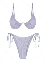 ZAFUL ZAFUL Maillot de Bain Bikini Côtelé Plissé Noué à Côté à Armature Unique S Pourpre