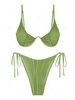 ZAFUL ZAFUL Maillot de Bain Bikini Côtelé Plissé Noué à Côté à Armature Unique S Vert clair