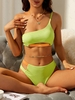 ZAFUL ZAFUL Maillot de Bain Bikini Découpé en Blocs de Couleurs à Une Epaule S Vert