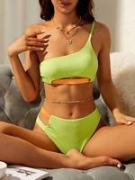 ZAFUL ZAFUL Maillot de Bain Bikini Découpé en Blocs de Couleurs à Une Epaule S Vert
