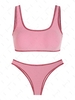 ZAFUL ZAFUL Maillot de Bain Bikini de Style Débardeur Scintillant Métallique à Coutures Contrastées Taille unique Rose clair