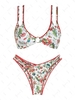 ZAFUL ZAFUL Maillot de Bain Bikini Fleuri Côtelé Anneau en O Style Bohémien Taille unique Multi a