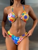 ZAFUL ZAFUL Maillot de Bain Bikini Fleuri Peinture Croisée à Coupe Haute S