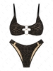 ZAFUL ZAFUL Maillot de Bain Bikini Fleuri Superposé en Dentelle Taille unique Noir