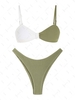 ZAFUL ZAFUL Maillot de Bain Bikini Noué Plissé en Blocs de Couleurs S Vert clair