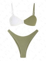 ZAFUL ZAFUL Maillot de Bain Bikini Noué Plissé en Blocs de Couleurs S Vert clair
