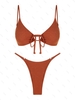 ZAFUL ZAFUL Maillot de Bain Bikini Plissé à Cordon S Café