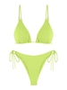 ZAFUL ZAFUL Maillot de Bain Bikini Réglable Noué à Côté Côtelé à Bretelle Tressée Xs Vert