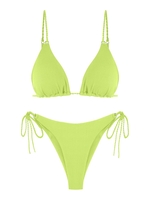 ZAFUL ZAFUL Maillot de Bain Bikini Réglable Noué à Côté Côtelé à Bretelle Tressée Xs Vert