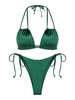 ZAFUL ZAFUL Maillot de Bain Bikini Soyeux à Bretelle Nouée à Coupe Haute S Vert