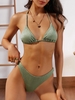 ZAFUL ZAFUL Maillot de Bain Bikini String à Coupe Haute Métallique S Vert clair