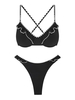 ZAFUL ZAFUL Maillot de Bain Bikini String à Volants Taille unique Noir