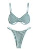 ZAFUL ZAFUL Maillot de Bain Bikini Texturé Bague en O à Armature Taille unique Vert clair
